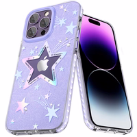 Kingxbar Heart Star Series viedtālruņa apvalks iPhone 14 Plus violeta zvaigznes apvalks