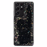 Spīdīgs skaidrs viedtālruņa apvalks Samsung Galaxy S21 Ultra melns