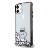 Karl Lagerfeld Liquid Glitter Choupette viedtālruņa apvalks iPhone 11 / Xr - caurspīdīgs