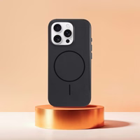 Spīdīgs magnētiskais viedtālruņa apvalks, saderīgs ar MagSafe, IPHONE 17 PRO MAX, melns