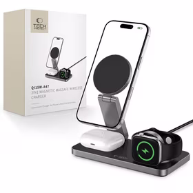 Tech-Protect QI15W-A47 MagSafe 3in1 indukcijas lādētājs + USB-C kabelis - melns