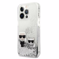 Karl Lagerfeld šķidrs spīdums Karl&Choupette apvalks iPhone 13 Pro / 13 6.1" - sudraba