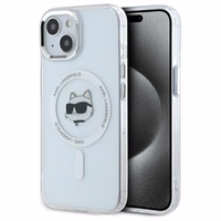 Karl Lagerfeld IML Metāla Choupette galva MagSafe apvalks iPhone 15 - balts