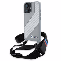 BMW M Edition Carbon Stripe & Strap Viedtālruņa apvalks Apple iPhone 16 - pelēks