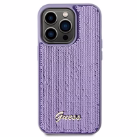 Guess Sequin Script Metal viedtālruņa apvalks iPhone 15 Pro - violeta