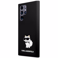 Karl Lagerfeld Silikona Choupette viedtālruņa apvalks Samsung Galaxy S24 Ultra - melns