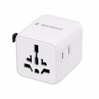 Gembird TPA-INT-01-W Universal travel power adapter, balts