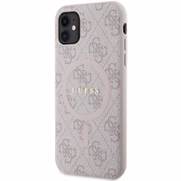 Guess GUHMN61G4GFRP iPhone 11 6.1" / Xr rozā/rozā cietais apvalks 4G kolekcija ādas metāla logotips Magnētiskais