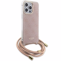 Guess Crossbody Cord 4G Print viedtālruņa apvalks iPhone 15 Pro Max - rozā