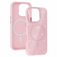 Magnētiskais Īpaši Plāns Spīdīgs viedtālruņa apvalks Iphone 15 Pro gaiši rozā
