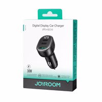 Joyroom JR-CCD04 30W 2x USB-C USB-A automašīnas lādētājs ar ekrānu - melns