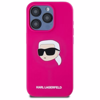 Karl Lagerfeld KLHMP15XSKHPPLF iPhone 15 Pro Max 6.7" cietais silikona viedtālruņa apvalks ar Karl Head apdruku un Magnētisko MagSafe funkciju, fuksija