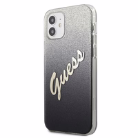 Guess GUHCP12SPCUGLSBK iPhone 12 mini 5.4" melns/melns cietais apvalks Glitter Gradient Script