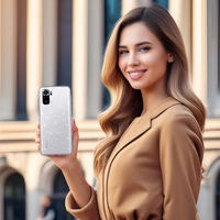 Crystal Glitter viedtālruņa apvalks Xiaomi Redmi Note 10/Note 10S/Poco M5S sudraba