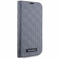 Karl Lagerfeld KLBKP14SSAKLHPG iPhone 14 6.1" grāmatas apvalks sudraba/sudraba Saffiano Monogram