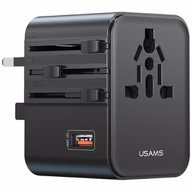 Tīkla lādētājs USAMS Travel Adapter CC309 2xUSB-C 25W 4w1 US/AU/EU/UK melns