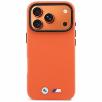 BMW maciņš for IPHONE 17 Pro saderīgs ar MagSafe BMHMP17L25PFWKCKO (PU W/ Metal Logo) oranžs