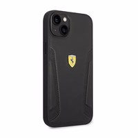 Viedtālruņa apvalks Ferrari FEHCP14MRBUK iPhone 14 Plus 6.7 melns ādas uzspiedums uz sāniem
