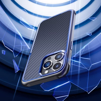 Rock Kevlar sērijas Aramīda šķiedras viedtālruņa apvalks Iphone 15 Pro Max melns