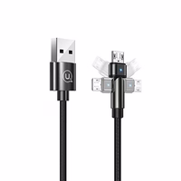 USAMS pīts grozāms kabelis U60 2A microUSB melns 1m SJ478USB01 (US-SJ478)