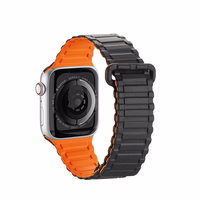 Dux Ducis siksniņa (bruņota versija) Apple Watch SE siksniņa, 9, 8, 7, 6, 5, 4, 3, 2, 1 (41, 40, 38 mm) silikona magnētiskā aproce melna/oranža