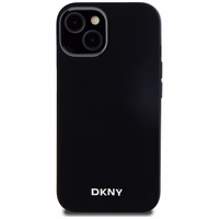 DKNY Šķidrs silikona mazs metāla logotips magnētiskais viedtālruņa apvalks iPhone 14/15/13 - melns
