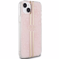 Guess IML 4G Gold Stripe viedtālruņa apvalks iPhone 15 Plus / 14 Plus - rozā