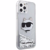 Karl Lagerfeld KLHCP12MLNHCCS iPhone 12/12 Pro 6.1" sudraba/sudraba cietais apvalks Mirdzošs Choupette Galva