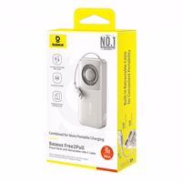 Portatīvais lādētājs Baseus "Free2Pull" pelēks 10000mAh 30W (PD) + iebūvēts "Type-C" kabelis