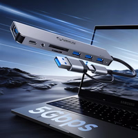 Orico YSA5-U3 USB-A/USB-C Hub dokstacija 3x USB-A 2.0 + 1x USB-A 3.0 - pelēka