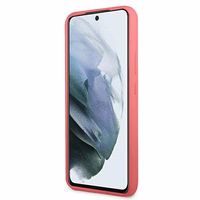 Guess GUHCS22MLSLMGFU S22+ S906 fuksija/fuksija cietais apvalks Silicone Script Metal Logo