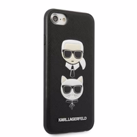 Karl Lagerfeld KLHCI8SAKICKCBK iPhone 7/8 / SE 2020 / SE 2022 melns/melns cietais apvalks Saffiano Karl&Choupette Galva