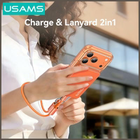 Kabelis USAMS U97 60W USB-C uz USB-C handstrap 30cm oranžs