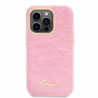Guess Croco Collection viedtālruņa apvalks iPhone 14 Pro - rozā
