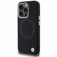 BMW paraksta šķidrais silikons Magnētiskais viedtālruņa apvalks iPhone 15 Pro Max - melns