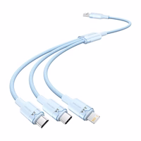USB 2.0 A-3in1 3A kabelis Vention CTPLG 1,5M (zils)