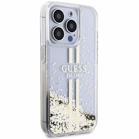 Guess Liquid Glitter Gold Stripes viedtālruņa apvalks iPhone 15 Pro - caurspīdīgs