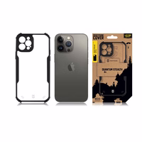 Tactical Quantum Stealth Maciņš for Apple iPhone 12 Pro Caurspīdīgs/Melns