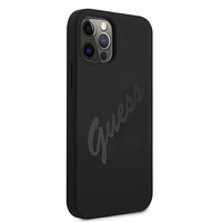 Guess GUHCP12LLSVSBK iPhone 12 Pro Max 6.7" melns/melns cietais apvalks Script Vintage