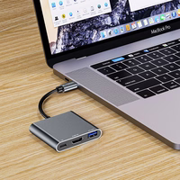 HUB Tech-Protect V1 3in1 USB-C - USB-A 3.0 / USB-C PD 100W / HDMI 4K 30Hz - pelēks