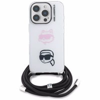Karl Lagerfeld IML Crossbody Karl&Choupette Head Maciņš for iPhone 16 Pro Max - balts