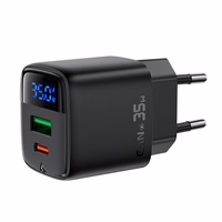 Acefast A116 GaN PD 35W USB-A USB-C tīkla lādētājs ar displeju - melns