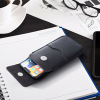 ROYAL - Ādas universāls apvalks ar atloku / melns - Izmērs 2XL - IPHONE 6 PLUS / SAMSUNG A52 / XIAOMI REDMI NOTE 10