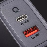 FORCELL F-ENERGY GaN VT-39 pelēks ceļojuma lādētājs Type C + USB A PD QC4.0 4A 45W ar PD