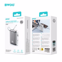 BWOO portatīvais lādētājs P77 45W, 10000 mAh with USB-C and Lightning kabelis, pelēks