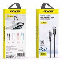 USB kabelis Awei CL-182T USB uz USB-C 1.0m melns