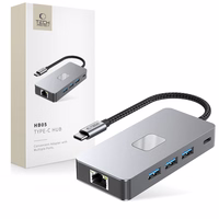 Tech-Protect HB05 HUB 9in1 USB-C + USB2.0 + USB3.0 + HDMI 4K 60Hz + SD / TF + PD100W + RJ45 adapteris - pelēks