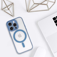 Akrila krāsains magnētiskais viedtālruņa apvalks Iphone 13 Pro Max gaiši zils