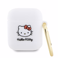 Hello Kitty Silikona 3D Kitty galvas viedtālruņa apvalks AirPods 1/2 - Balta