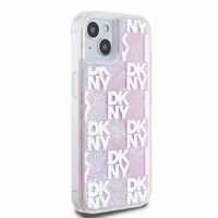 DKNY šķidrā spīduma vairāku logotipu viedtālruņa apvalks iPhone 15 / 14 / 13 - rozā